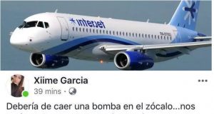 Investiga Interjet a piloto que sugirió lanzar bomba en el Zócalo