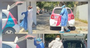 No son astronautas, son químicos tomando muestra para COVID-19