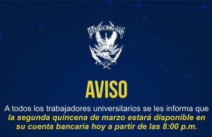 Universitarios tendrán su quincena hoy a partir de las 8 de la noche