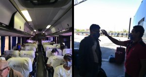 Inspeccionan condiciones sanitarias de autobuses en la central de Culiacán