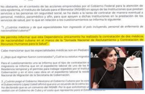 Critica Lilly Téllez pago de 135 mdp por sólo ‘dos’ médicos cubanos