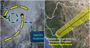 “Pamela” ya es Tormenta Tropical; avanza sobre Durango y sigue provocando lluvias