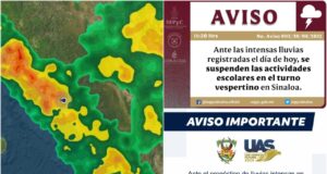 Suspenden SEPyC y UAS clases en turno vespertino; lluvias continúan