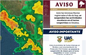 Suspenden SEPyC y UAS clases en turno vespertino; lluvias continúan