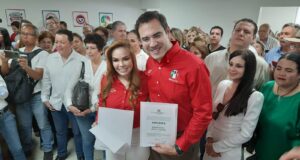Entregan constancia a Paola Gárate y Bernardino Antelo, como la nueva dirigencia del PRI Sinaloa