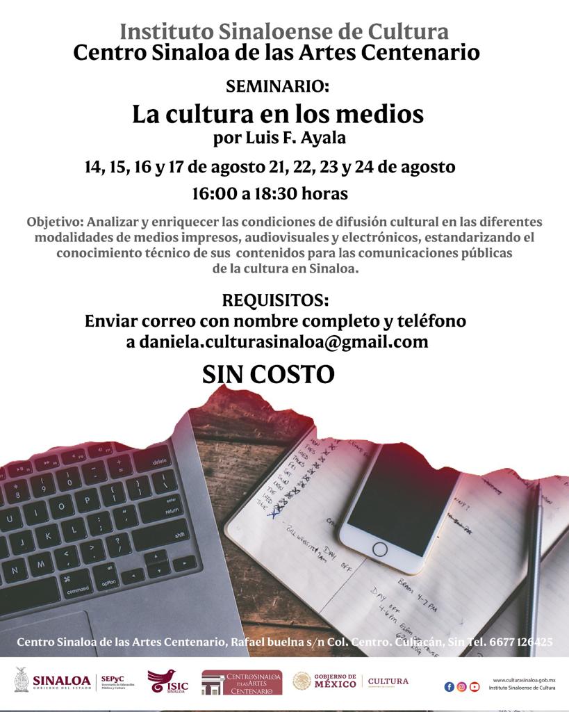 Del 14 al 24 de agosto: Invita ISIC al seminario "La cultura en medios"