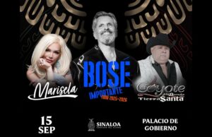 Miguel Bosé, Marisela y el Coyote y su banda Tierra Santa, amenizarán las fiestas en la explanada de Gobierno, la noche del 15 de septiembre