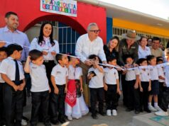 Entrega gobernador Rocha Moya nuevas de aulas en Jardín de Niños en Badiraguato