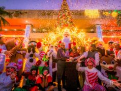 Encienden árbol monumental de Navidad en Palacio de Gobierno