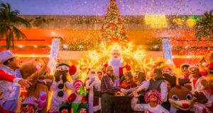 Encienden árbol monumental de Navidad en Palacio de Gobierno