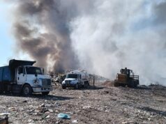 Incendio en el relleno sanitario es atendido y se trabaja hasta sofocarlo, informa PC Culiacán