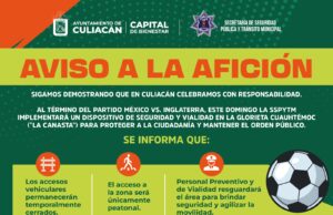 Culiacán implementará operativo de seguridad por el partido de México contra Inglaterra