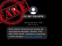 Alerta SSPM en Mazatlán sobre mensajes falsos de multas de tránsito enviados por celular
