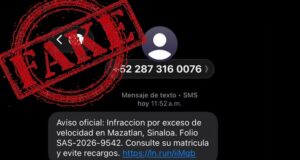 Alerta SSPM en Mazatlán sobre mensajes falsos de multas de tránsito enviados por celular